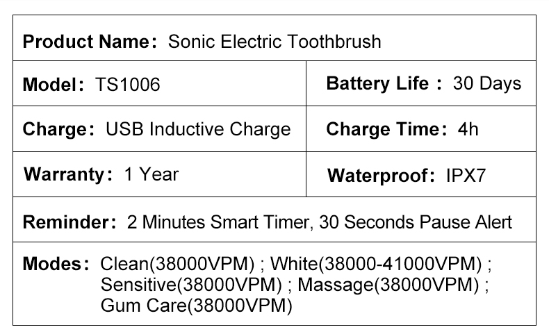Sonic Toothbrush TS1006