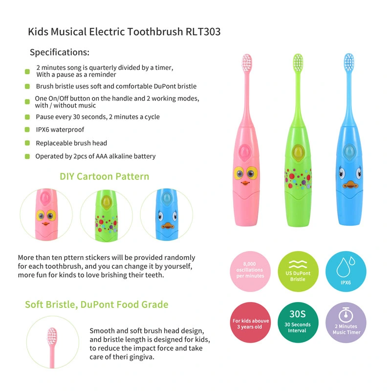 Cartoon Style Children Musical Sonic Toothbrush RLT303