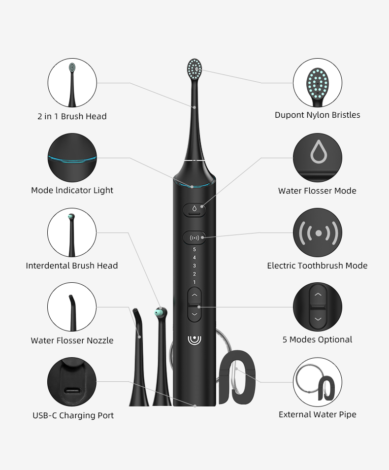 Cordless Water Flosser Electric Toothbrush 2 in 1 TF01C