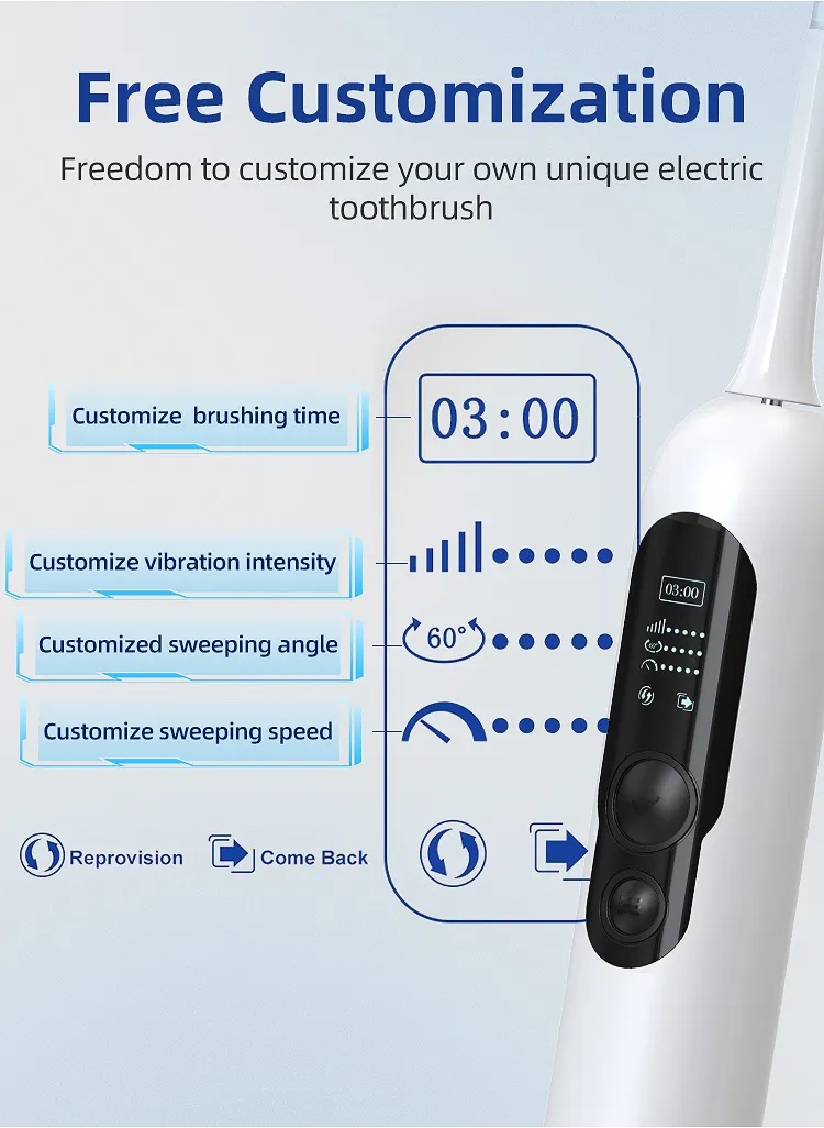 Custom Vibrosonic Tooth Brush Smart Sonic Electric Toothbrush LED Intelligent Display Digital Screen Toothbrush for Adults