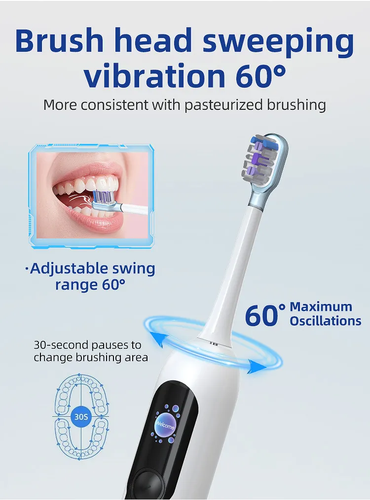Custom Vibrosonic Tooth Brush Smart Sonic Electric Toothbrush LED Intelligent Display Digital Screen Toothbrush for Adults