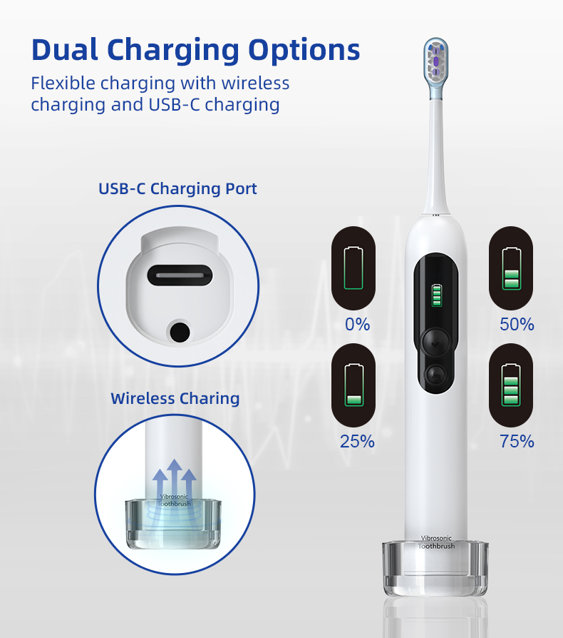 Custom Vibrosonic Tooth Brush Smart Sonic Electric Toothbrush LED Intelligent Display Digital Screen Toothbrush for Adults