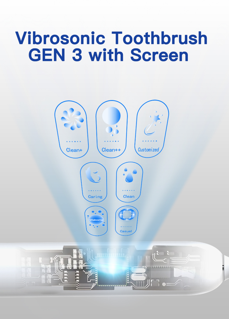 Custom Vibrosonic Tooth Brush Smart Sonic Electric Toothbrush LED Intelligent Display Digital Screen Toothbrush for Adults