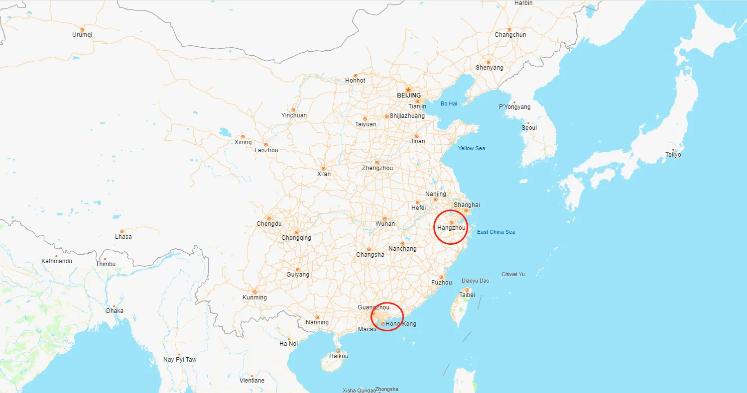 Map showing distribution of electric toothbrush production bases in China