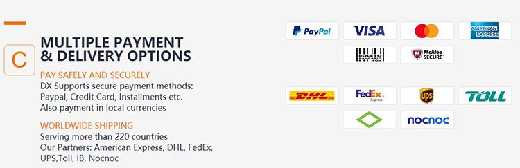 DealeXtreme payment and delivery options